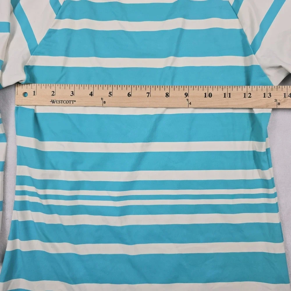 Lauren Ralph‎ Lauren Girl's Size Small Stretch Striped Blue White Shirt
